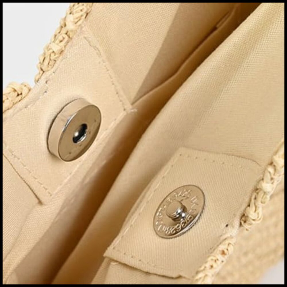 Straw Hobo Bag Woven Tote Handbag Large Capacity Shoulder Purse Beach Travel - Picture 3 of 6